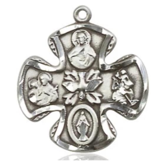 5 Way Medal - Sterling Silver - 3/4 Inch Tall x 3/4 Inch Wide
