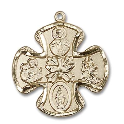 5 Way Medal - 14K Gold Filled - 11/8 Inch Tall x 1 Inch Wide