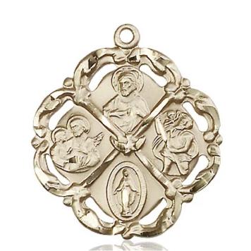 5 Way Medal - 14K Gold Filled - 1 Inch Tall x 7/8 Inch Wide