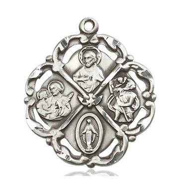 5 Way Medal - Pewter - 1 Inch Tall by 7/8 Inch Wide