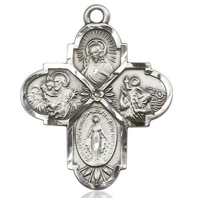 4 Way Medal - Sterling Silver - 1 1/4-inch tall x 1-inch wide