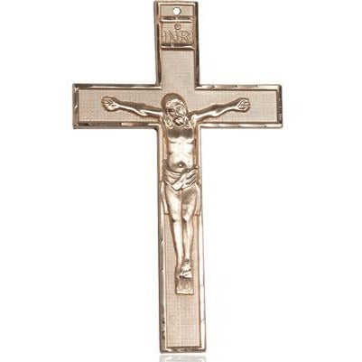 Crucifix Medal Necklace - 14K Gold Filled - 3 Inch Tall x 1-3/4 Inch Wide with 18" Chain