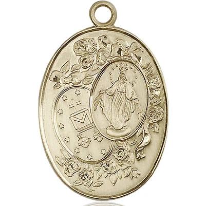 Miraculous Medal Necklace - 14K Gold Filled - 1-3/8 Inch Tall by 7/8 Inch Wide with 18" Chain