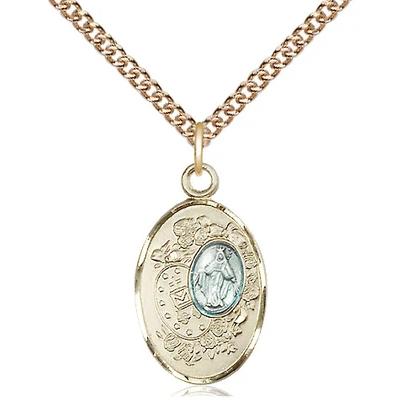 Miraculous Medal Necklace - 14K Gold Filled - 7/8 Inch Tall by 1/2 Inch Wide with 24" Chain