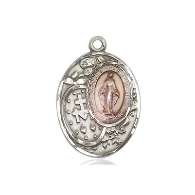 Miraculous Medal Necklace - Sterling Silver - 3/4 Inch Tall by 1/2 Inch Wide with 18" Chain