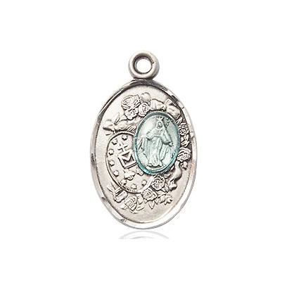 Miraculous Medal Necklace - Sterling Silver - 3/4 Inch Tall by 1/2 Inch Wide with 24" Chain