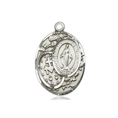 Miraculous Medal Necklace - Sterling Silver - 3/4 Inch Tall by 1/2 Inch Wide with 18" Chain