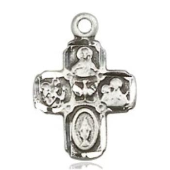 4 Way Medal - Sterling Silver - 5/8 Inch Tall x 3/8 Inch Wide