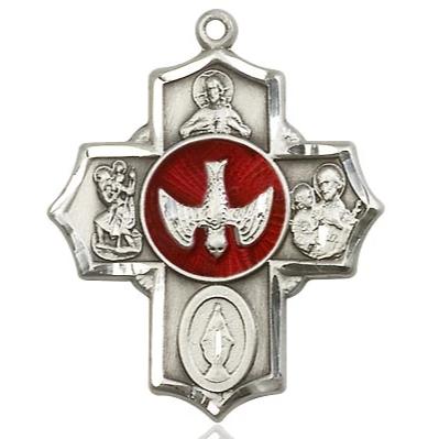 5 Way Medal - Sterling Silver - 11/4 Inch Tall x 1 Inch Wide