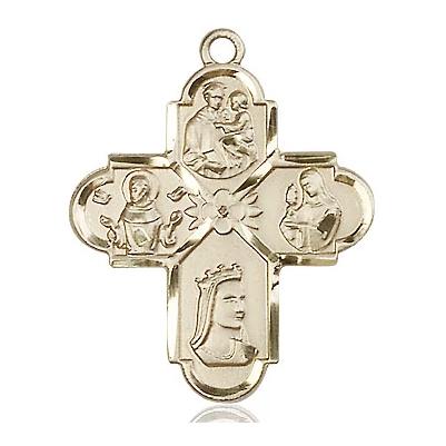 4 Way Medal - 14K Gold Filled - 1 Inch Tall x 7/8 Inch Wide