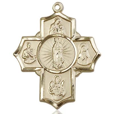 5 Way Medal - 14K Gold Filled - 1-1/4 Inch Tall x 1 Inch Wide