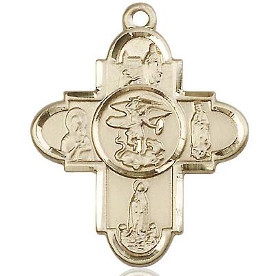 5 Way Medal - 14K Gold Filled - 1-1/4 Inch Tall x 1 Inch Wide