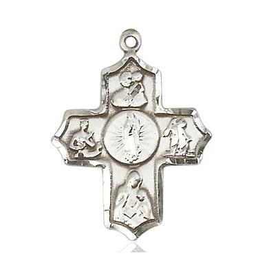 5 Way Medal - Sterling Silver - 1 Inch Tall by 3/4 Inch Wide