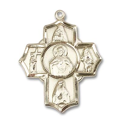 4 Way Scapular Medal - 14K Gold Filled - 1-1/4 Inch Tall x 1 Inch Wide