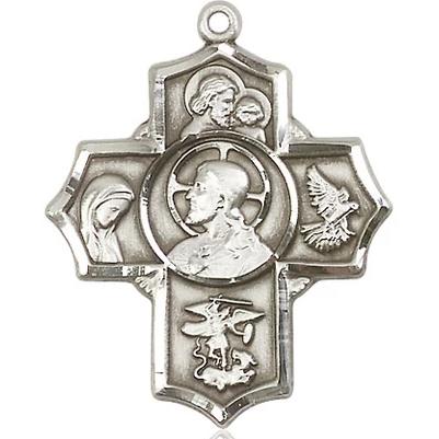 5 Way Medal - Sterling Silver - 1-1/4 Inch Tall x 1 Inch Wide