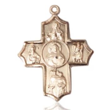 5 Way Medal - 14K Gold - 7/8 Inch Tall x 3/4 Inch Wide