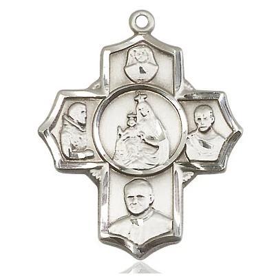 4 Way Medal Necklace - Sterling Silver - 1-1/8 Inch Tall by 1 Inch Wide with 18" Chain