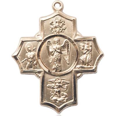 4 Way Medal - 14K Gold Filled - 1-3/8 Inch Tall x 1-1/8 Inch Wide