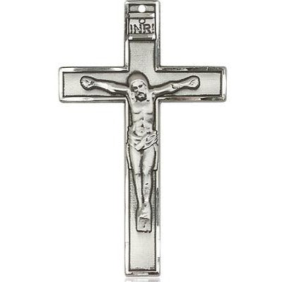 Crucifix Medal - Pewter - 1-3/4 Inch Tall x 1 Inch Wide