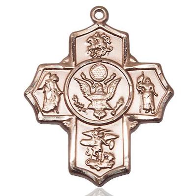5-Way Army Medal Necklace - 14K Gold Filled - 1-1/4 Inch Tall x 1 Inch Wide with 18" Chain