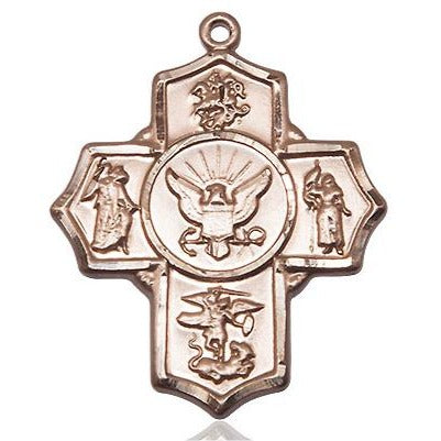 5-Way Navy Medal - 14K Gold - 1-1/4 Inch Tall x 1 Inch Wide