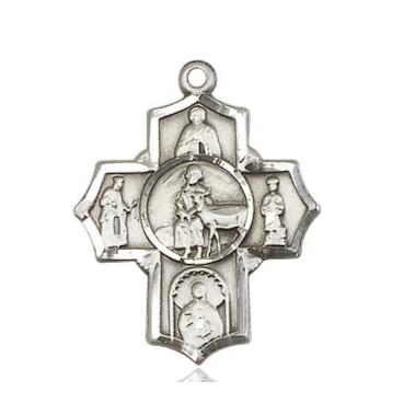 5 Way Medal - Sterling Silver - 7/8 Inch Tall x 3/4 Inch Wide