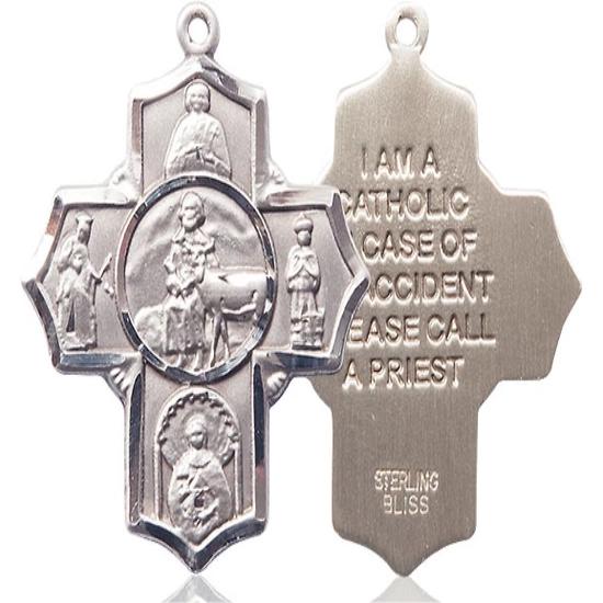 5 Way Medal - Sterling Silver - 1-3/8 Inch Tall x 1-1/8 Inch Wide
