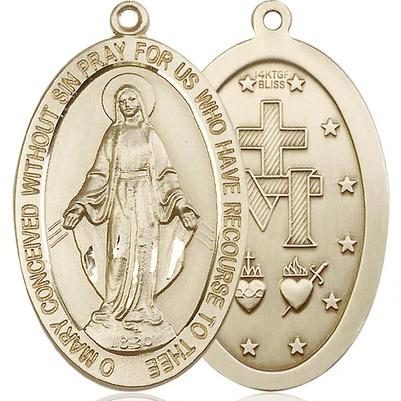 Miraculous Medal - 14K Gold Filled - 1-5/8 Inch Tall by 1 Inch Wide