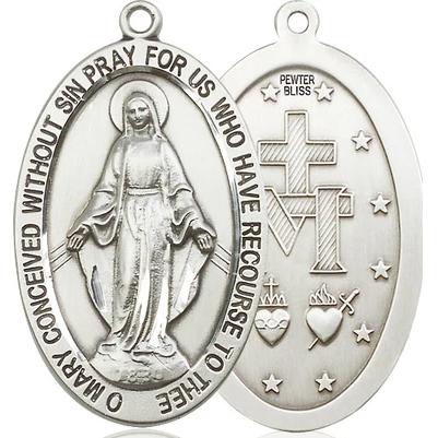 Miraculous Medal - Pewter - 1-5/8 Inch Tall by 1 Inch Wide
