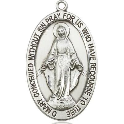 Miraculous Medal Necklace - Sterling Silver - 1/2 Inch Tall by 1/4 Inch Wide with 18" Chain