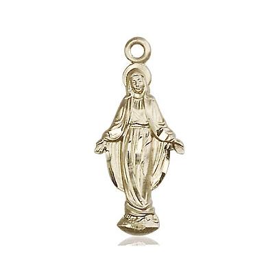 Miraculous Medal Necklace - 14K Gold Filled - 7/8 Inch Tall by 3/8 Inch Wide with 18" Chain