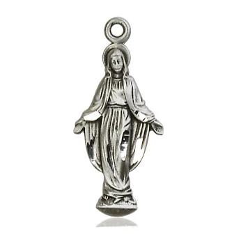 Miraculous Medal - Pewter - 7/8 Inch Tall by 3/8 Inch Wide