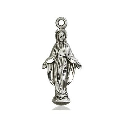 Miraculous Medal - Sterling Silver - 7/8 Inch Tall by 3/8 Inch Wide
