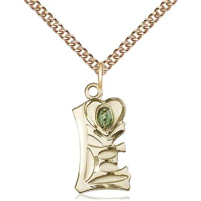Miraculous Medal Necklace - 14K Gold - 3/4 Inch Tall by 3/8 Inch Wide with 24" Chain