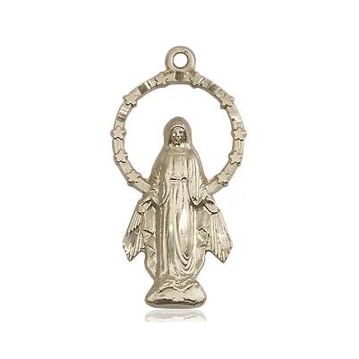 Miraculous Medal - 14K Gold - 7/8 Inch Tall by 1/2 Inch Wide