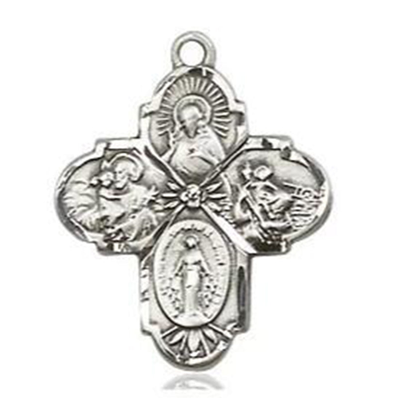 4 Way Medal - Pewter - 3/4 Inch Tall x 5/8 Inch Wide