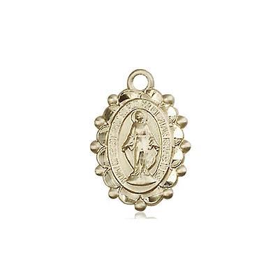 Miraculous Medal Necklace - 14K Gold Filled - 5/8 Inch Tall by 3/8 Inch Wide with 18" Chain