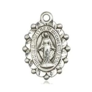 Miraculous Medal - Pewter - 5/8 Inch Tall by 3/8 Inch Wide