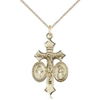 Jesus, Mary, Our Lady of La Salette Medal Necklace - 14K Gold Filled - 1-1/8 Inch Tall x 5/8 Inch Wide with 18" Chain