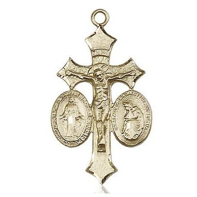 Jesus, Mary, Our Lady of La Salette Medal Necklace - 14K Gold Filled - 1-1/8 Inch Tall x 5/8 Inch Wide with 24" Chain
