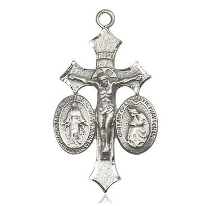 Jesus, Mary, Our Lady of La Salette Medal - Sterling Silver - 1-1/8 Inch Tall x 5/8 Inch Wide