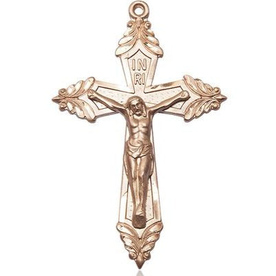 Crucifix Medal - 14K Gold Filled - 1-7/8 Inch Tall x 1-1/8 Inch Wide