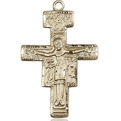 San Damiano Crucifix Medal - 14K Gold Filled - 1-1/4 Inch Tall x 7/8 Inch Wide