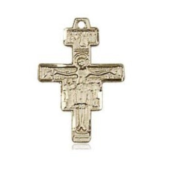 San Damiano Crucifix Medal - 14K Gold Filled - 5/8 Inch Tall x 3/8 Inch Wide