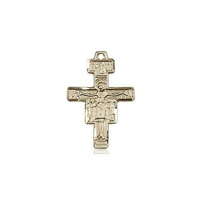San Damiano Crucifix Medal Necklace - 14K Gold Filled - 5/8 Inch Tall x 3/8 Inch Wide with 24" Chain