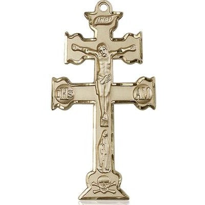 Caravaca Crucifix Medal - 14K Gold - 2 Inch Tall x 1 Inch Wide