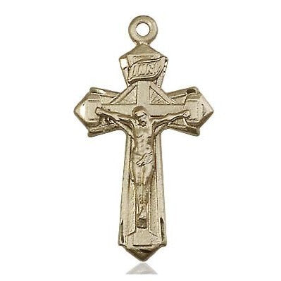 Crucifix Medal Necklace - 14K Gold Filled - 1-1/8 Inch Tall x 5/8 Inch Wide with 24" Chain