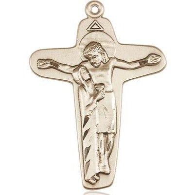 Sorrowful Mother Crucifix Medal - 14K Gold Filled - 1-5/8 Inch Tall x 1-1/8 Inch Wide