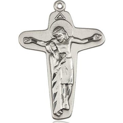 Sorrowful Mother Crucifix Medal - Sterling Silver - 1-5/8 Inch Tall x 1-1/8 Inch Wide