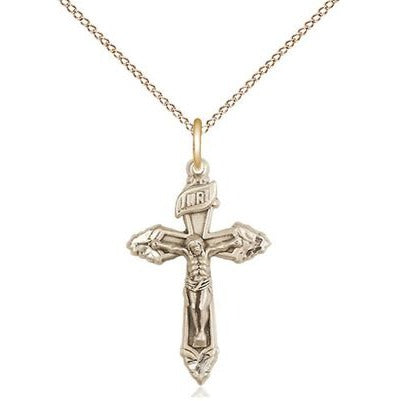 Crucifix Medal Necklace - 14K Gold - 7/8 Inch Tall x 1/2 Inch Wide with 18" Chain